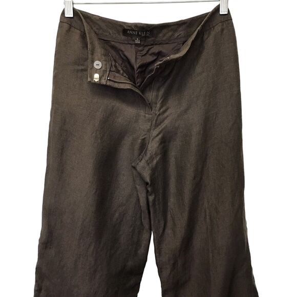 Anne Klein New York Pants Womens 4 Brown Linen Silk - Picture 4 of 9